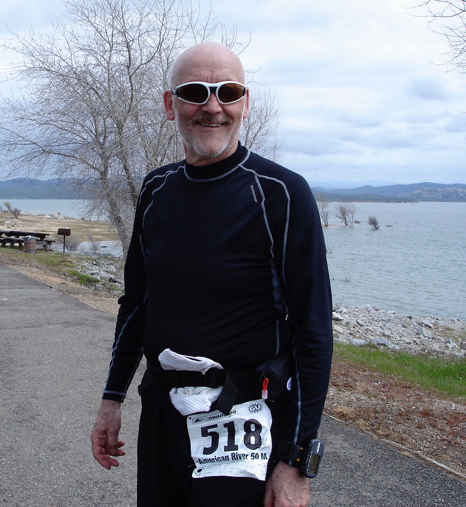 Christine's father at his first ultramarathon wearing race number 518
